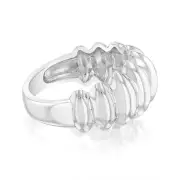 Sterling Silver Ribbed Polished Fancy Ring, M