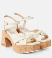 [Jimmy Choo] Jimmy Choo Heloise 95 leather platform sandals AU 10 white