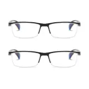 2 PK Mens Half Frame Spring Hinge Reading Glasses Blue Light Blocking Readers