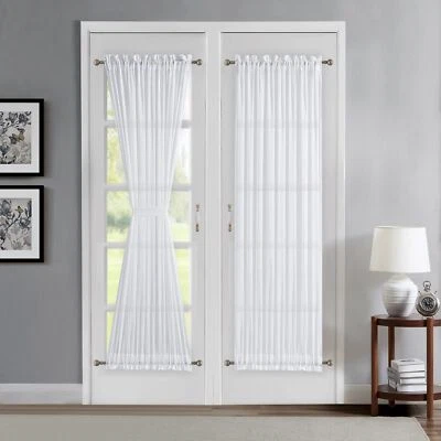 Pair of Sheer White French Door Curtains. Size 30 x 72 Inches. Our Sidelight ...
