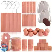 Cedar Blocks for Clothes Storage, 60 Pack Cedar Planks with Cedar Hanger Ups