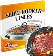 ECOOPTS Slow Cooker Liners Disposable Cooking Bags Small Size Pot Liners Fit 1QT to 3QT Suitable for Oval & Round Pot- 40 Bags