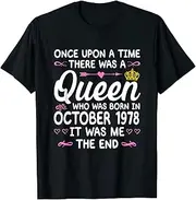 [X.Style] Once Upon a Time There was a Queen. October 1978 Birthday ds1809 T-Shirt (3XL) Black