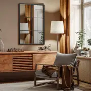 CostwayWall Mirror with Black Metal Frame for Bedroom