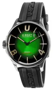 U-Boat Darkmoon Stainless Steel Green Dial Black Rubber Strap Mens Watch 9502
