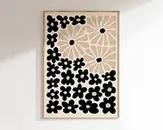 Black Beige Matisse Style Flower Poster Abstract Botanical Art Print Matisse Botanical Print Boho Flower Print Japandi Prints Mf029