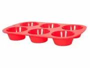 ElbeeHome Premium 6 Cupcake Muffin Baking Pan Mold, Red
