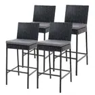Outdoor Bar Stools 4-Piece Dining Chair Rattan Furniture Patio Seating Set BK-4X