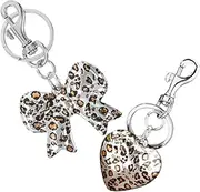 [ETHZZLE] 2pcs Leopard Print Keychain Charm for Bags Bow Keychain for Women Stylish Handbag Accessories with Distinctive Purse Charms for Fashion Lovers