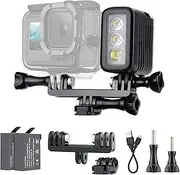 GEPULY Aluminum LED Diving Light 164FT Waterproof 3 Modes Lightweight Multi-Purpose Dimmable Video Fill Night Light for GoPro Hero 8 7 6 5 4 3 Action Camera