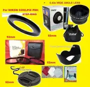 23pcs: 0.43X WIDE ANGLE LENS 52mm+ ADAPTER RING to CAMERA NIKON COOLPIX P80