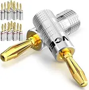 VCELINK Speaker Banana Plugs 12 Pairs/24 Pcs, 24K Gold Plated Dual-Screw Type Speaker Connector for Speaker Wire, Home Theater, Wall Plate, Audio/Video Receiver and Sound Systems (Red+Black)