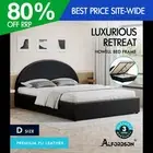 ALFORDSON Bed Frame Double Size Gas Lift Base With Storage Black Leather HOWELL
