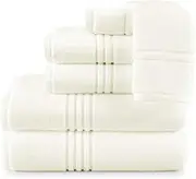 [Peacock Alley] Chelsea Towels - Luxury Towels with Zero Twist Technology - 100% Long Staple Cotton Fluffy Lightweight Towels - 6 Piece Towel Set, Ivory