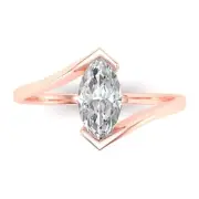 Rose Gold Solitaire Anniversary Ring, 2 ct Marquise Cut Simulated Diamond