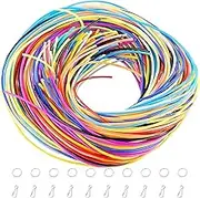 tunghey 200Pack Coloured Plastic Lacing Cord 1M, Mixed-Color Plastic Lacing Cord with Snap Clip Hooks and Ring for Keychains/Bracelet/Jewellery DIY Handmade Craft