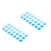 2 Pack Ice Cube Tray with Removable Lid, Plastic Ice Cube Molds, Blue
