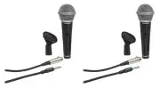 (2) Samson R21S Dynamic Handheld Microphones+Mic Clips+Cables+3.5mm adapters