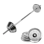 58kg Weight Set - 28mm Dia 180cm Barbell Bar + Pro Grade Chrome Weight Plates