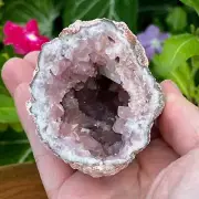 Cavernous Pink Amethyst Crystals Geode Clear Calcite | 203 grams