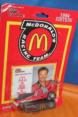 Vintage 1994 Ed McDonald's Racing Champions Cory McClenathan Toy In Package