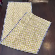 Williams Sonoma Table Runner Pantry Yellow White Reverses to Blue Quilted New
