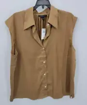 Banana Republic Top Womens XL Bronze Metallic Sleeveless Button Up Blouse