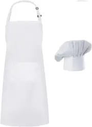 Chef Apron Hat Set, Chef Hat and Kitchen Adult Adjustable Baker Costume Apron M