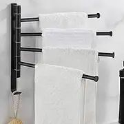 Swivel Towel Rail Towel Bar Aluminum Bathroom Towel Holder Wall-Mounted Swing Towel Holder Rack with 5 Swivel Bars for Kitchen, Bathroom, Toilet (5 Bars)