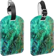 [WOSHJIUK] Luggage Tags,2 Pack Labels Suitcase Tags,Abstract Blue Peacock,Luggage Tags Privacy Protection Travel Bag Tag