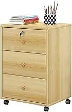 Wooden Horizontal File Cabinet with Locking Drawer, Mobile Office File and Document Storage Cabinet