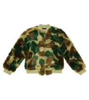 [The Animals Observatory] The Animals Observatory Lion camouflage faux fur jacket Y 6 green
