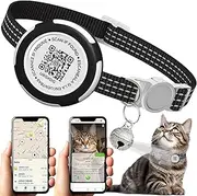 Waterproof Airtag Cat Collar, Lightweight Breakaway Cat Airtag Collar with QR ID Tag & Reflective for Apple Air tag, Hidden GPS Tracker Holder with QR Code Pet Name Tag for Cats, Kittens (9-13inch)