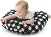 The Peanutshell Nursing Pillow & Cover - Soft Newborn Nursing Baby Girl or Boy Pillow Covers, Supportive & Comfortable Breastfeeding, Tummy Time Baby Essentials - Black White Buffalo