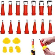 Integrated Rubber Nozzle Tool,19Pcs Universal Integrated Rubber Nozzle Tool,Stainless Steel Caulking Nozzle,Connection Base Caulking Finisher Tool,Stainless Steel Caulk Nozzle Applicators with Base