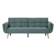 Familand Linen 3 Seater Convertible Futon Sofa Bed,Adjustable Back Green