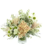 Creative Displays Pink Hydrangea & White Daisy Arrangement in Glass Vase