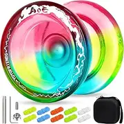 [ONEYOYO] Responsive Yoyo AOE for Kids Beginner with Yoyo Case, Dual Purpose Yoyo Professional with Unresponsive Yoyo Bearing for Trick Advanced Yoyo Players, Pro Fingerspin Crystal Yoyo with 10 Strings