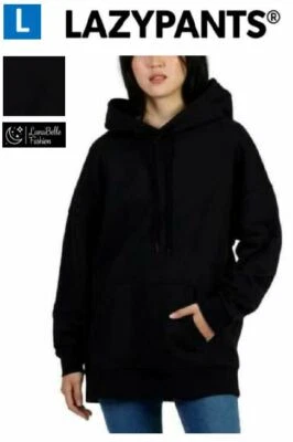 LazyPants' Ladies Fleece Oversized Hooded Pullover Womens | Black | Size Large