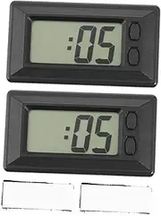 YOSADIER 2Pcs Mini Electronic Clock Compact Calendar Clock for Office Home Car Display with Easy to Read Numbers for Camping Parties Daily Use