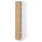 METOD high cabinet with shelves, white/Vedhamn oak, 40x60x200 cm
