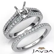 Cushion Semi Mount Split Shank Diamond Engagement Wedding Bridal Set Ring 1.1Ctw