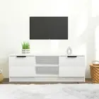 High Gloss White TV Cabinet 102cm Stylish Engineered Wood Media Unit Storage