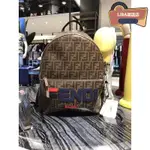 LISA二手 FENDI CANVAS BACKPACK FF LOGO 黑色 防水帆布 大款背包 LV 書包 明星款