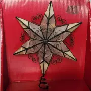 Capiz Shell Christmas Tree Topper 6 point Star Holiday Decor Wire Filigree Boho