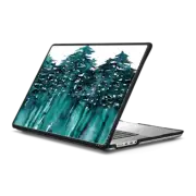 MacBook Pro 16-inch (M1 - M4) Impact Case FOREST THROUGH THE TREES - 5 Teal Blue Green White Watercolor Painting Chic Nature Fine Art Style Minimalist Outdoors Adventure Colorful Brushstrokes Modern Wanderlust Design