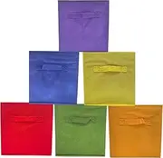 4E's Novelty 6 Packs 11 Inch Rainbow Color Storage Foldable Cube Bins, Colorful Storage Baskets For Nursery, Kids Room, Fabric Baskets For Toys, Clothes, Cube Bins Versatile Uses Daily Purpose