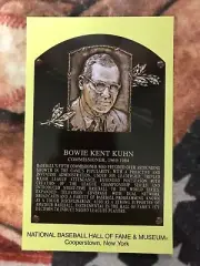Bowie Kuhn Postcard- Baseball Hall of Fame Induction Plaque - Photo- Cooperstown