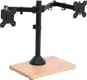 VIVO Freestanding Dual Monitor Stand with Solid Wood Base and Adjustable Arms, Mounts 2 Screens up to 32 inch and 22 lbs Each, Black, STAND-V002FD-B