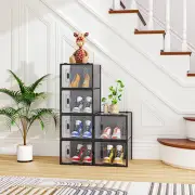Black Big Size Shoe Box 6PCS Plastic Mesh Freely Combinable Storage Organizer